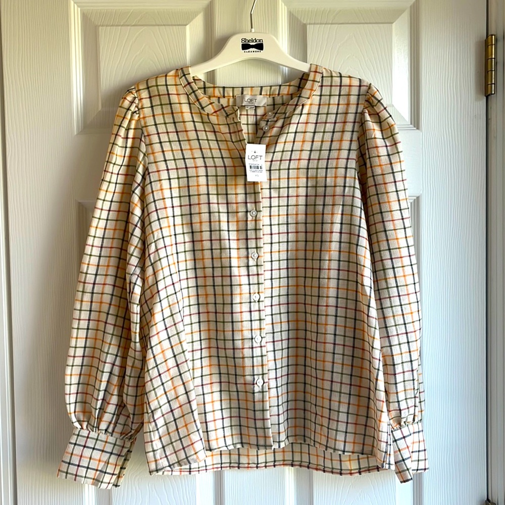 LOFT Multicolor Plaid Button Down Shirt